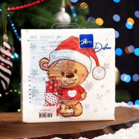 Paper napkins Pero Deluxe "Teddy", 3 layers, 33x33, 20 pcs.-1