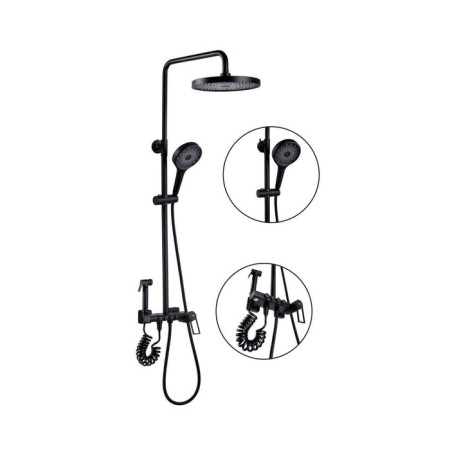 The shower system Fashun A2483-7, stand, hygienic and hand watering can, brass, black