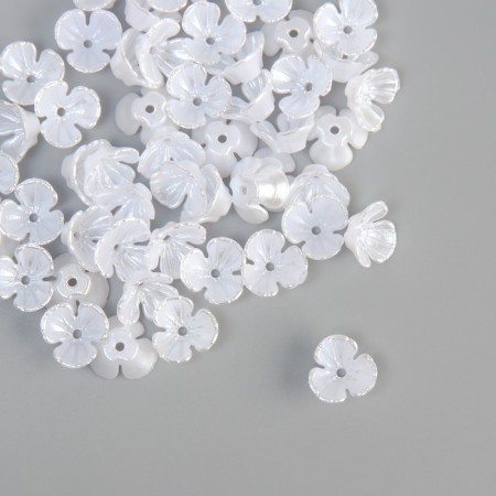 Beads for creativity plastic "Busy Hat" white with silver set of 50 pcs 1x1x0.5 cm-1