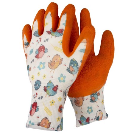Garden gloves, polymer coating, "birds", Garden Show-2
