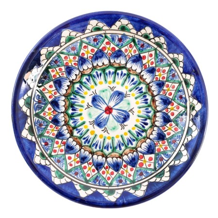 Plate of the Rishtan ceramics "Flowers", blue, flat, 15 cm-4
