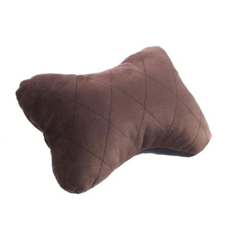 A car bone pillow, on a headrest, velor, brown, rhombus, 16 x 24 cm-1