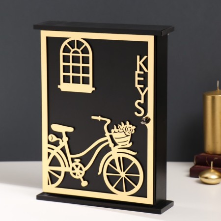 Keywater tree "Bicycle with a basket with colors" black, mirror 6x22.3x29.5 cm-1