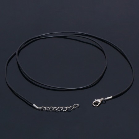Rubber, non -floor lace, 50 cm, d = 1.5 mm, black color in silver