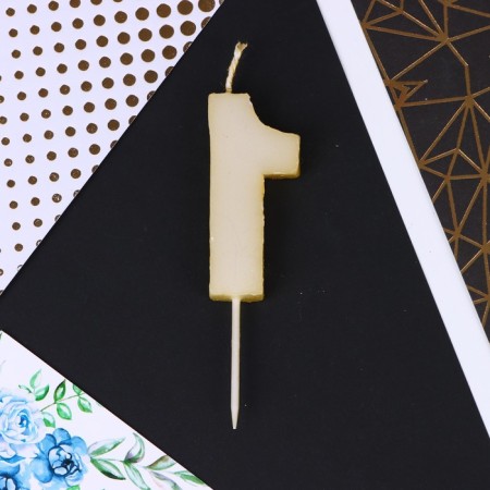Candle for the cake, number "1", gold, 9.5 x 2 cm.
