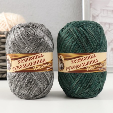 Yarn "Nosomic supplement" 100% polypropylene 200 ± 20m/50g set 2pcs (gray, green)