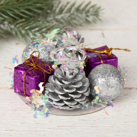 Summary for one candle "Mishura Wave" bumps, ball, gifts, 7.5x3.5 cm dot d-2 cm