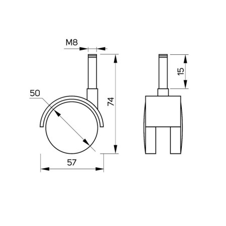Furniture wheel OK 1m/x OKP51M/x, with a foot, d = 50 mm, black-1