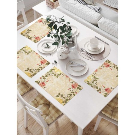 Set of napkins for setting the table "Flower patterns", rectangular, size 32x46 cm, 4 pcs