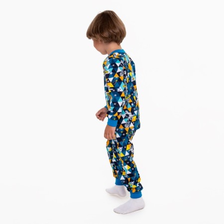 Pajamas for a boy, color triangles/astronauts, height 122 cm-3