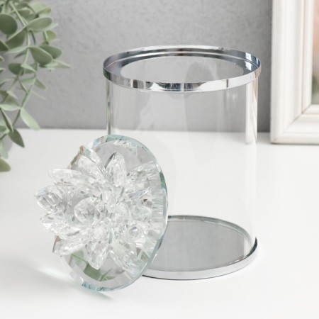 Casket glass with a metal rim "Lotus" 10x10x17.5 cm-1