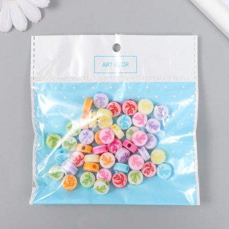Beads for creativity plastic "Tulip in the circle" Mix set 20 grams 0.6x1.2x1.2 cm-3
