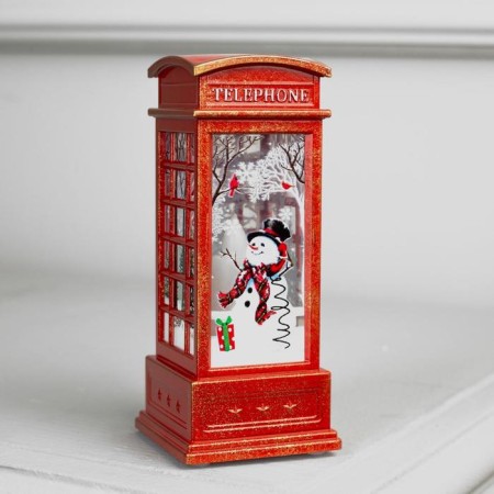 LED figure "Telephone booth with a snowman" 5.3 × 12 × 5.3 cm, plastic, batteries AG13x3, glow warm white-1