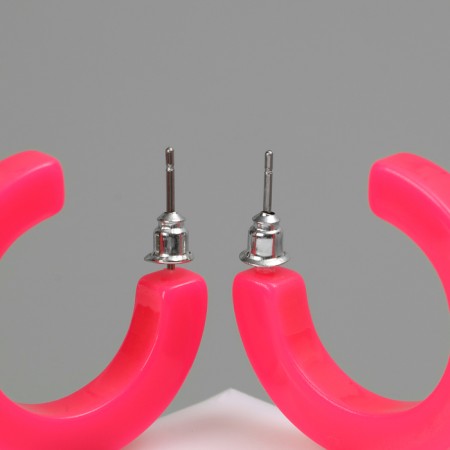 Acryl Earrings "Ring", pink color, d = 3 cm-2