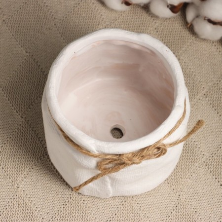 Kashpo "Bag" White, 12x12x13cm-3