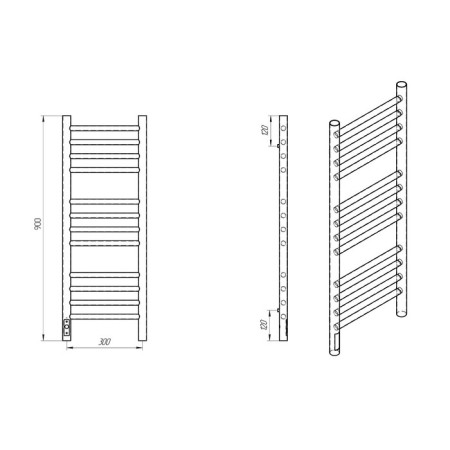 Room electrician Laris lavender Cheka, 300x900 mm, 12 crossbars, left, white-8