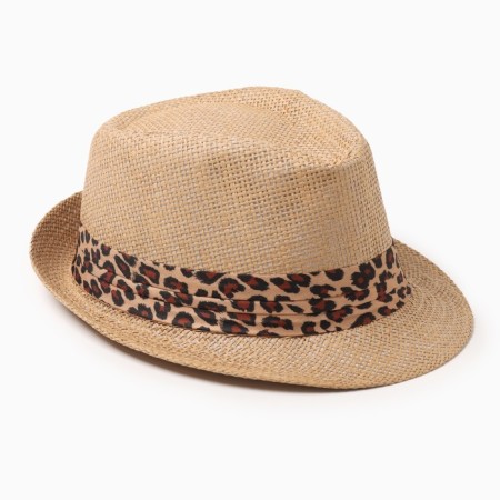 Women's hat minku "Leopard", size 56-58, brown color