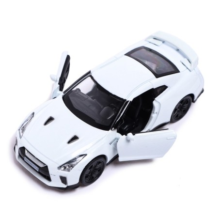 Metal machine Nissan GT-R (R35), 1:32, doors, inertia, white color open-2