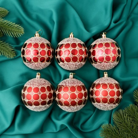 Set of balls plastic D-8 cm, 6 pcs "Surprise" Red