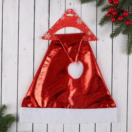 New Year's cap "Solar holography" 28x36 cm, red-2