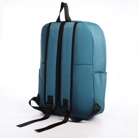 Young backpack from textiles on a zipper, waterproof, 4 pockets, green color-3
