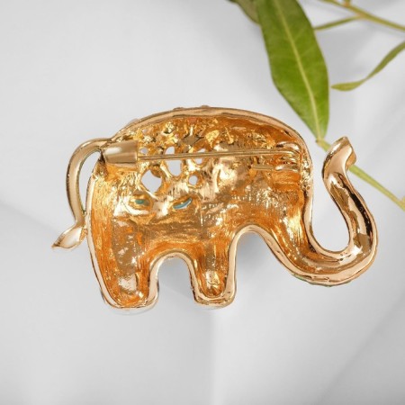 Brooch "Elephant" circus, color in gold-2