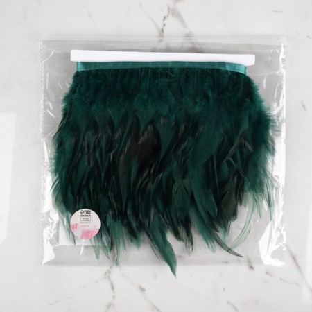 Braid with feathers of a rooster, 10-15 cm, 5 ± 0.5 m, emerald color-5