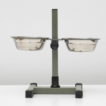 A stand with bowls, 2 x 350 ml, height 30 cm, collapsible, green-4