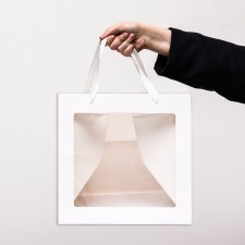Crafts with a square bottom and window 30 x 30 x 30 cm white, 1pc
