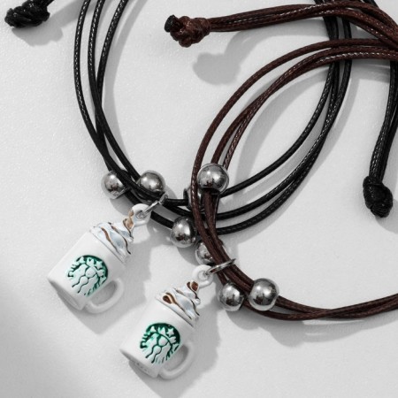 Bracelets "Demetrons" mugs with coffee, black-brown color, 8 cm-2