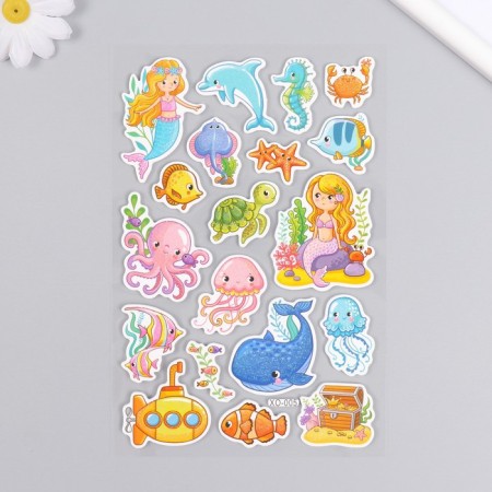 EVA sticker, Paper "Mermaid in the Sea" with sparkles 14x27.5 cm-1