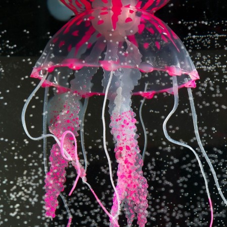 Decor for the Aquarium "Medusa" Silicone, with a neon effect, 10 x 10 x 20.5 cm, pink-3