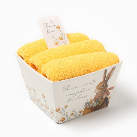 Set of towels Ethel "Rabbit with Flowers" 35x50 cm - 3 pcs, 100% HL, MARRU 340 g/m2-5