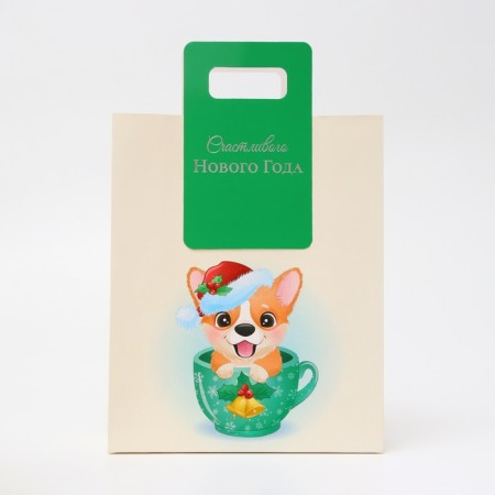 New Year. Gift package with a trim “Corgi” 26 x 32 x 10 cm.-1