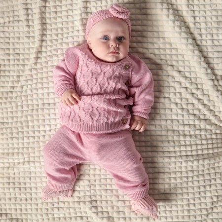 Knitted crumb set "Cute" growth 86-92 cm, pink color-2
