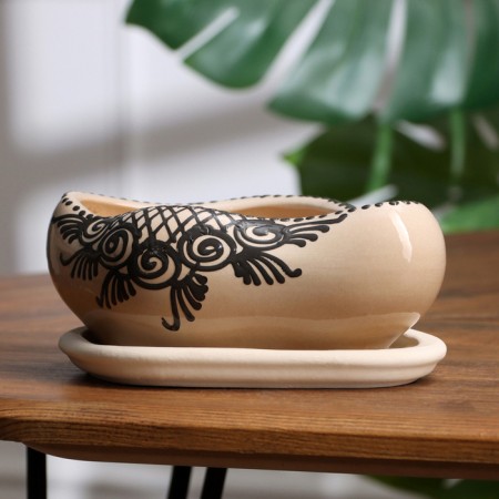 Flower pot "Bonsai 2/waves" pattern 0.8l-4
