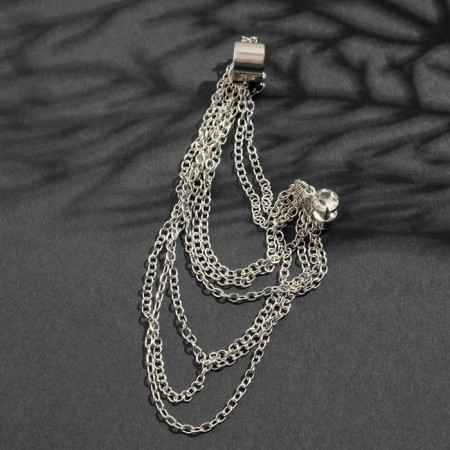 Earring "Kaff" eight chains, color silver-1