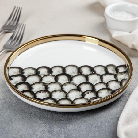 Poramic dining Black Style, D = 20 cm, white and black color-1