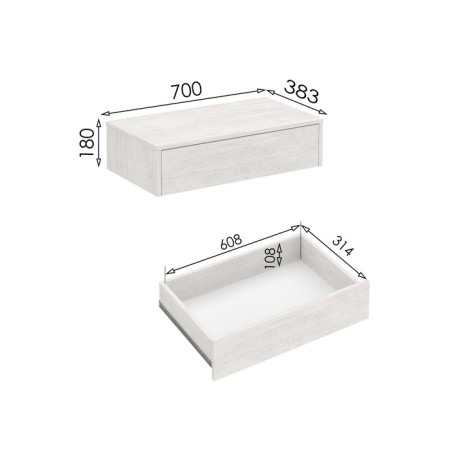 Toilet table, 700 × 383 × 180 mm, color milk-4