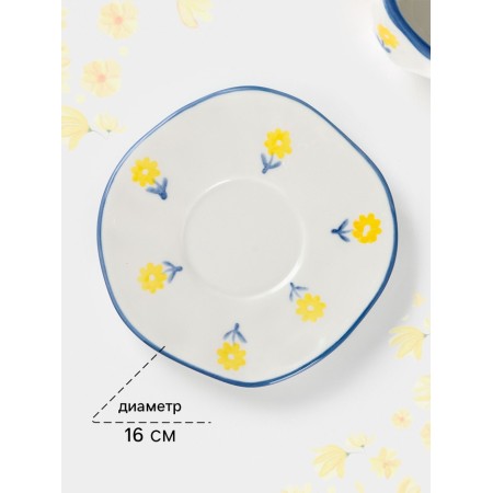 Tea couple 220 ml "Dandelion" manual painting, saucer 16*1.5 mug 12*9.5*7.5-2