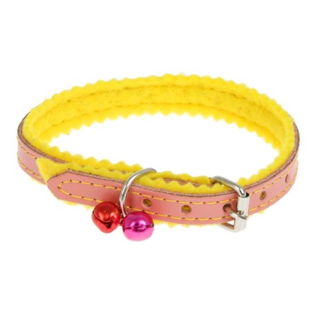 The collar is decorated with synthetic winterizer, with bells, 28 x 1 cm, pink-1