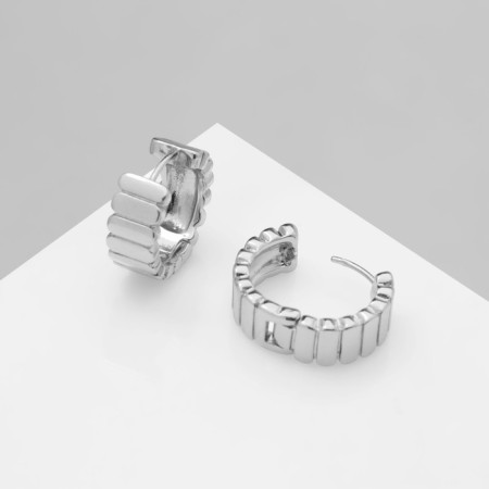 Earrings Metal "Chord" circle of rectangles, color silver-1