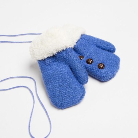 Baby mittens Minaku with buttons, 15 rr (15 cm), central blue-1