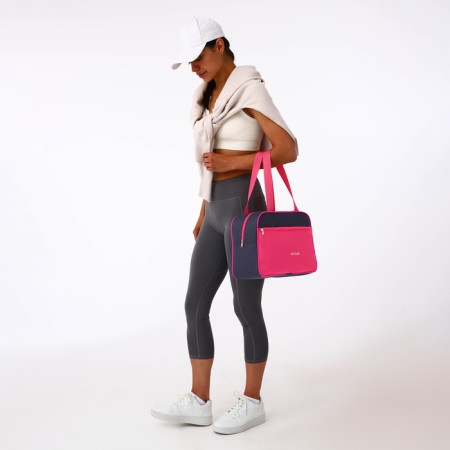 Female sports bag, textura, small size, gray/pink color-9