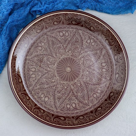 Round Light, 36 cm, Rishtan patterns, brown patterns-1