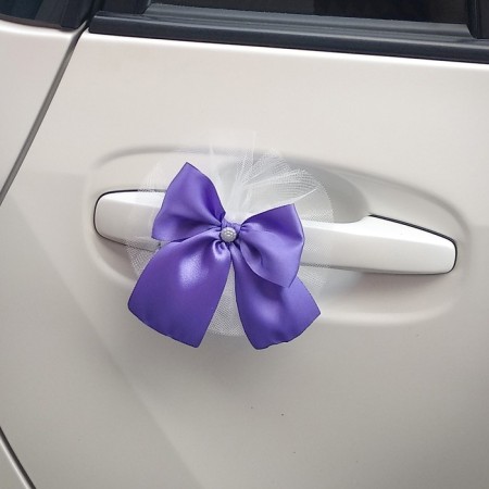 Bows on the handles of a wedding car, 4 pcs., Purple-2