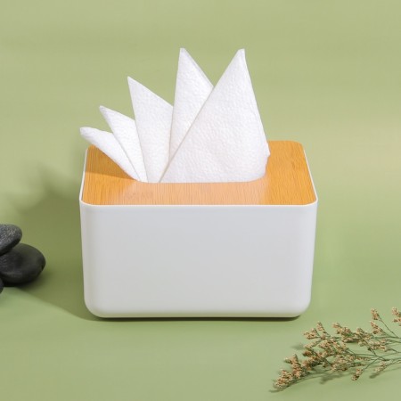 Organizer for storing napkins "Bamboo", 17 × 13 × 9.5 cm, white/brown color-4
