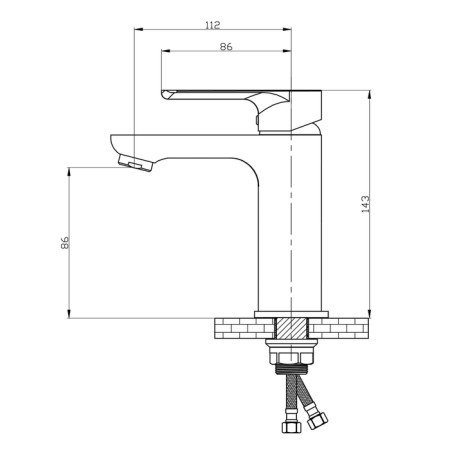 RMS SL133-001F shell mixer, single-leaf, short spout, nut, chrome-4