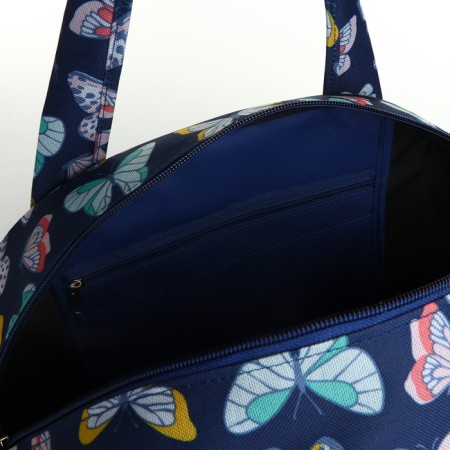 Women's road bag with lightning, external pocket, blue color-2