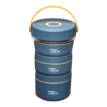 Lunch-Box, 1.46 l, 3 sections, retains heat 3 hours, 12.5 x 29.5 cm, dark turquoise